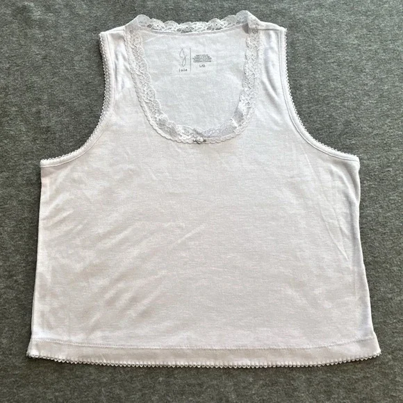 Joie Tank Top Women's L Lace Trim Ribbed Light Purple Coquette - Picture 1 of 9